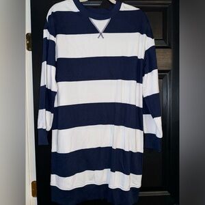 Old navy blue + white striped sweatshirt dress - medium